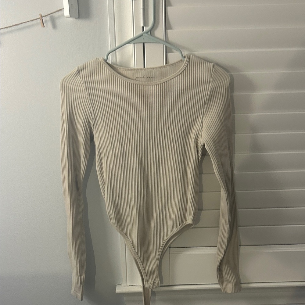 Pink Rose Cream Ribbed Top